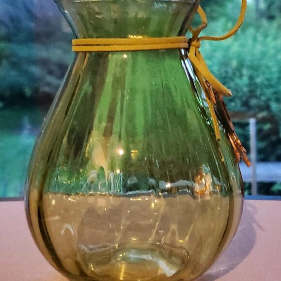 Green Glass Bulb Vase with Silver Butterfly Blinger - Picture 3 of 7